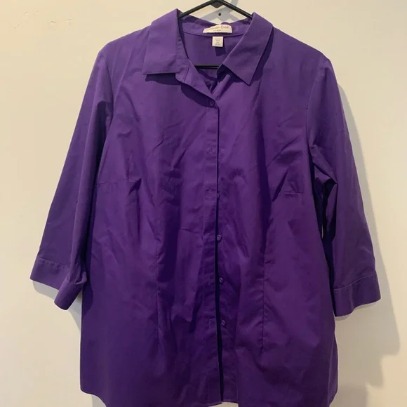 Coldwater Creek Rich Purple 3/4 Sleeve Blouse - Picture 2 of 4